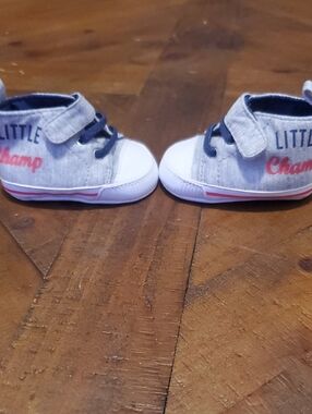 Carter's Grey, White & Navy 'Little Champ' Baby Sneakers